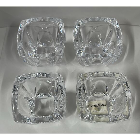 Wedgewood Crystal Candle Votives by Vera Wang ~Carbochon Germany Signed Set of 4 - Picture 1 of 8